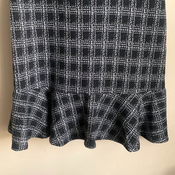 City Triangles XL Blk/Wht Plaid Tweed Fitted with Peplum Hemline Mini Dress-NWT - Picture 7 of 10
